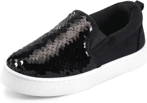 K KomForme Toddler Slip on Sneakers Girls Sparkle Sequins Canvas Walking Shoes