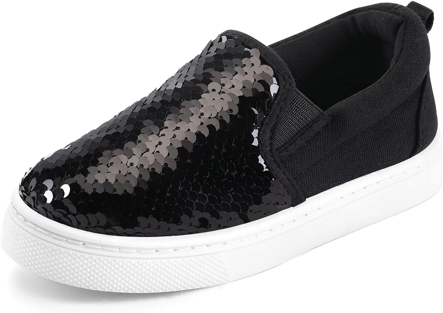 K KomForme Toddler Slip on Sneakers Girls Sparkle Sequins Canvas Walking Shoes