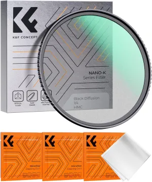 K&F Concept 67mm Black Diffusion 1/4 Filter Mist Cinematic Effect Filter with 18 Multi-Layer Coatings for Video/Vlog/Portrait Photography (K-Series)
