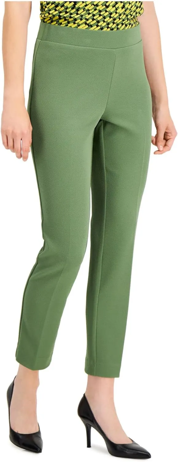 Kasper Women's Pull on Slim Ankle Pant in Stretch Crosshatch Fabric