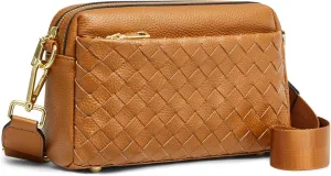 Kattee Woven Bag for Women, Small Soft Genuine Leather Shoulder Purses and Handbags Crossbody