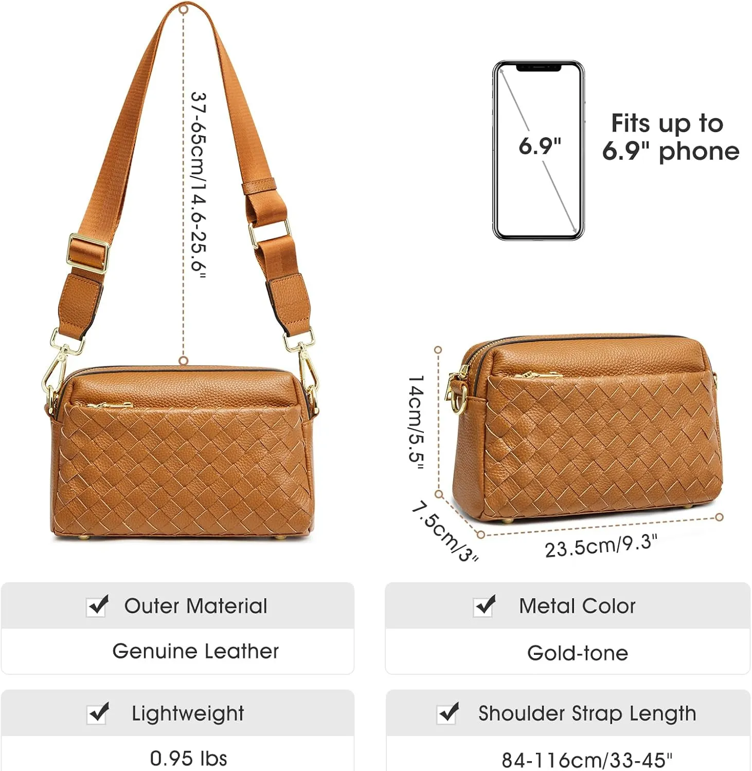 Kattee Woven Bag for Women, Small Soft Genuine Leather Shoulder Purses and Handbags Crossbody