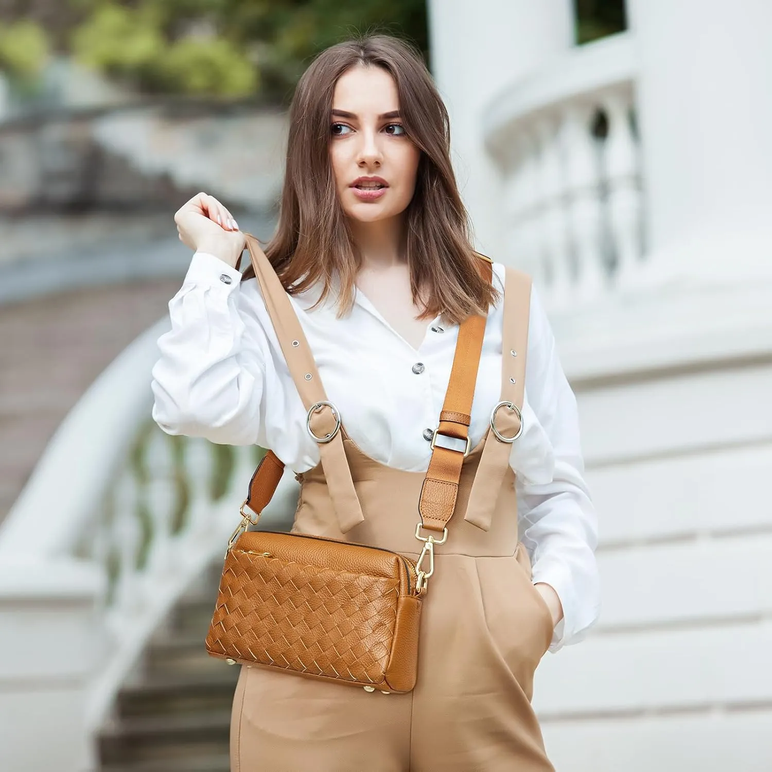 Kattee Woven Bag for Women, Small Soft Genuine Leather Shoulder Purses and Handbags Crossbody