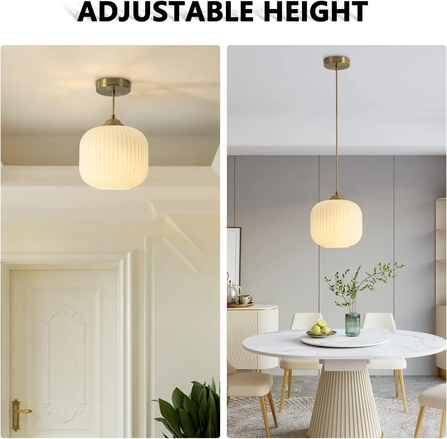 KCO Lighting Modern Gold White Glass Pendant Light Contemporary Brass Metal Kitchen Island Dining Pendant Light Industrial Large Globe Pendant Lamp 1-Light Round Ball Hanging Lighting Fixture
