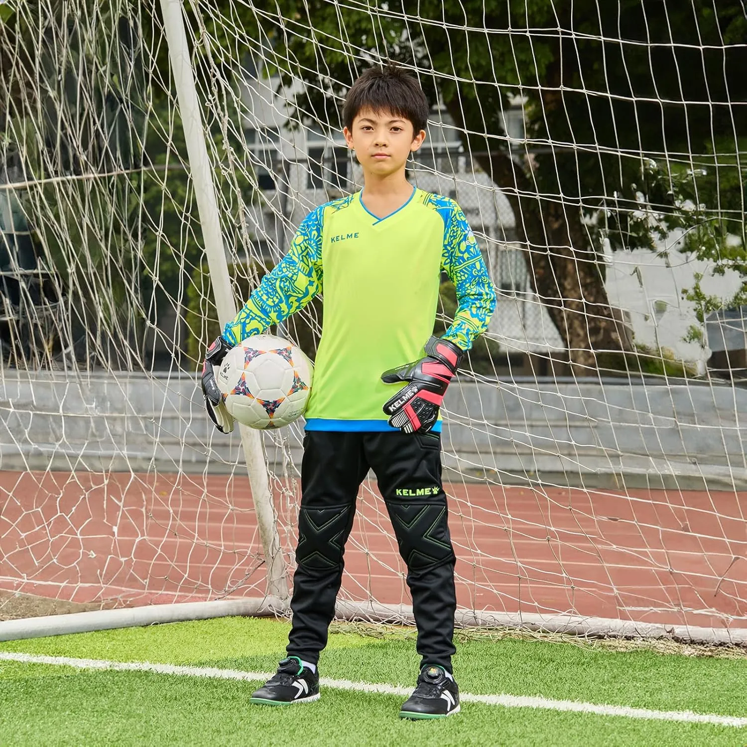 KELME Kids Goalie Shirt,Goalkeeper Jersey Padded Long Sleeve Soccer Football Training Uniform for Boys Girls
