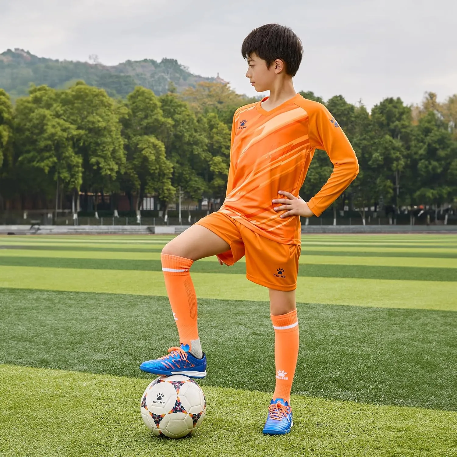 KELME Kids Goalie Shirt,Goalkeeper Jersey Padded Long Sleeve Soccer Football Training Uniform for Boys Girls