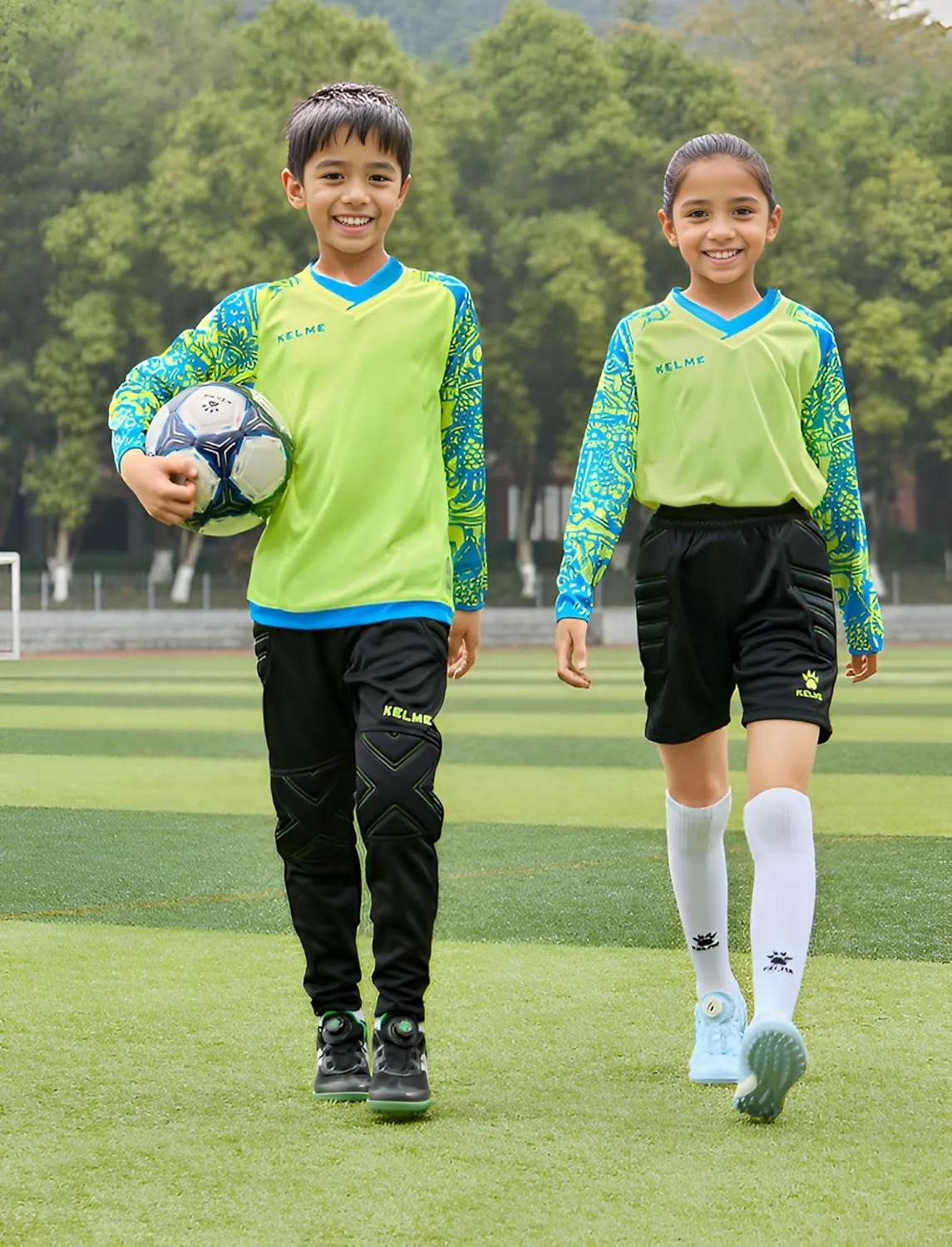 KELME Kids Goalie Shirt,Goalkeeper Jersey Padded Long Sleeve Soccer Football Training Uniform for Boys Girls