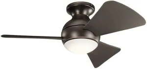 Kichler 330150OZ 34 Inch Sola Ceiling Fan LED, 3 Speed Wall Control, Olde Bronze Finish with Olde Bronze Blades.