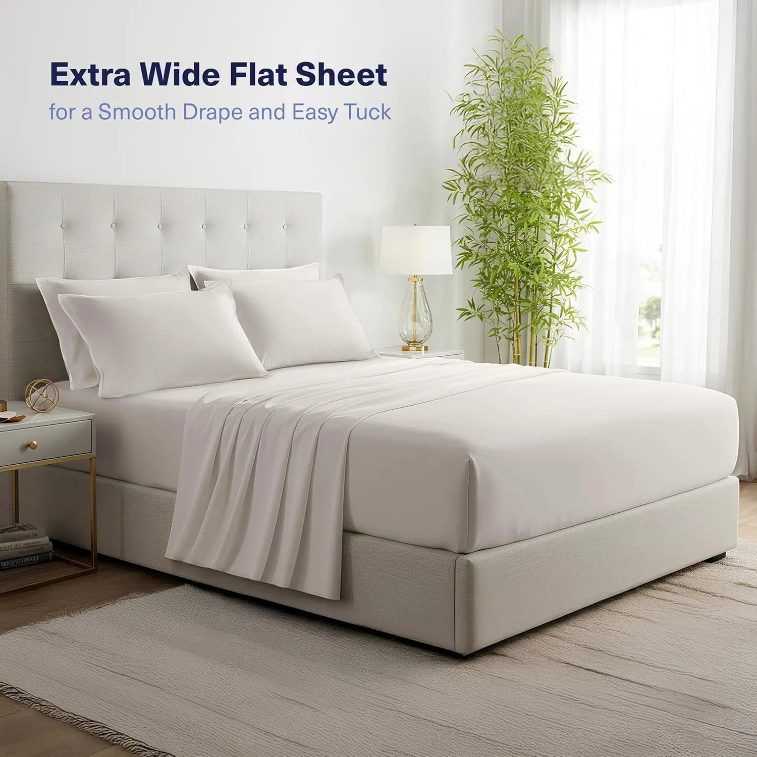 Kickoff Viscose Bamboo Sheets California King Size 4-pc 100% Organic Bamboo Viscose Bed Cooling Sheets Cal King Set Cool Bedding for hot Sleepers Sheet, Flat, Fitted, Pillowcases (Dove Grey, CK)