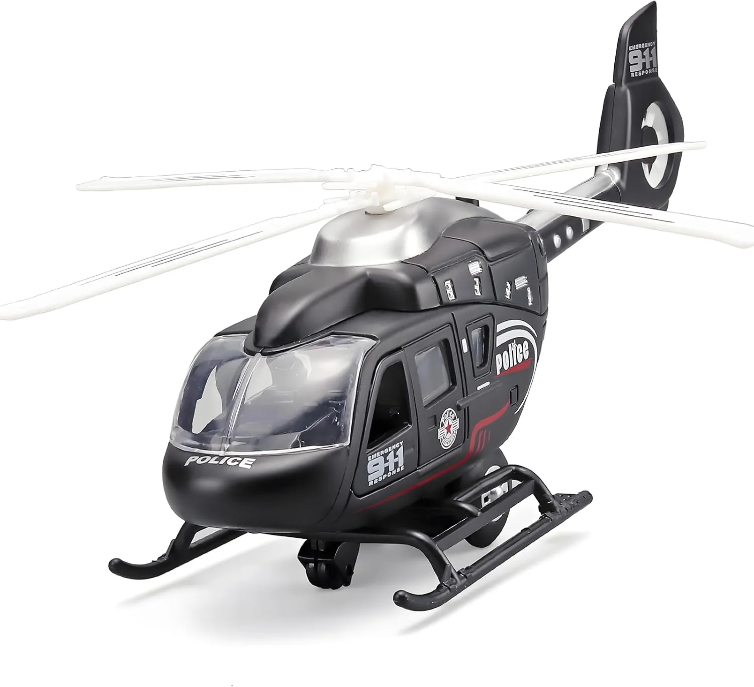 Kids Helicopter Toy Diecast Military Helicopter Model Kit,Pull Back Toy Helicopter with Lights and Sound,Toy Airplane with Rotatable Propeller,Helicopter Toys for Boys Age 4-7（Black）