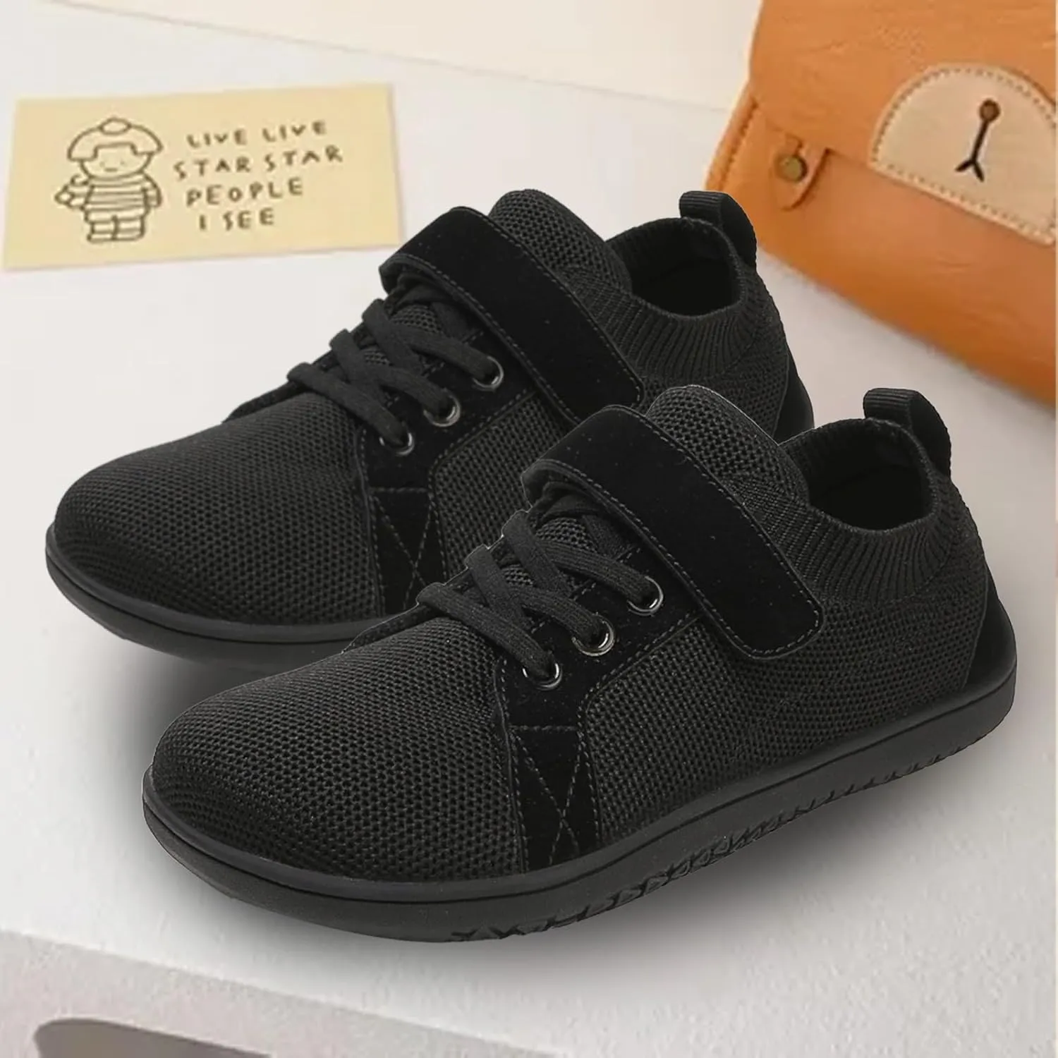Kids Mesh Running Sneakers Hook Loop Flat Non Slip Breathable Sport Shoes Youth Childrens Athletic Walking Casual Shoes