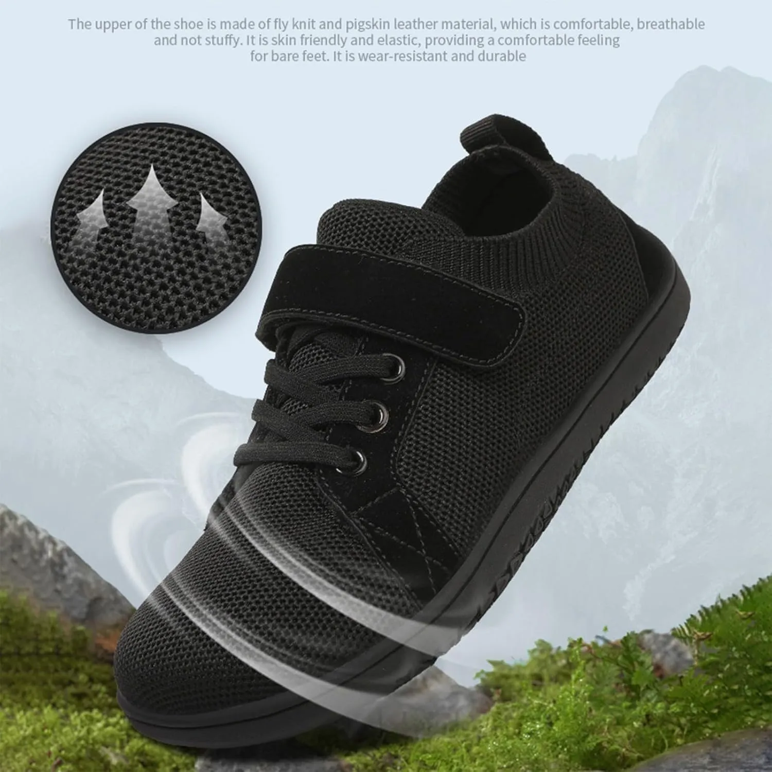 Kids Mesh Running Sneakers Hook Loop Flat Non Slip Breathable Sport Shoes Youth Childrens Athletic Walking Casual Shoes