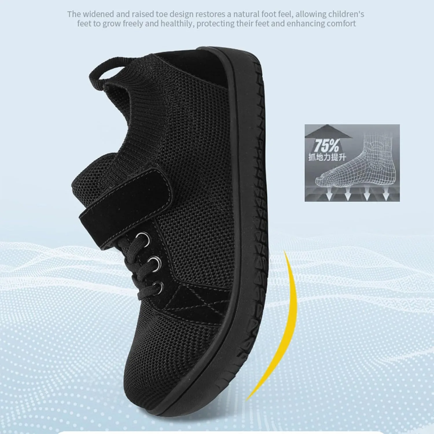 Kids Mesh Running Sneakers Hook Loop Flat Non Slip Breathable Sport Shoes Youth Childrens Athletic Walking Casual Shoes