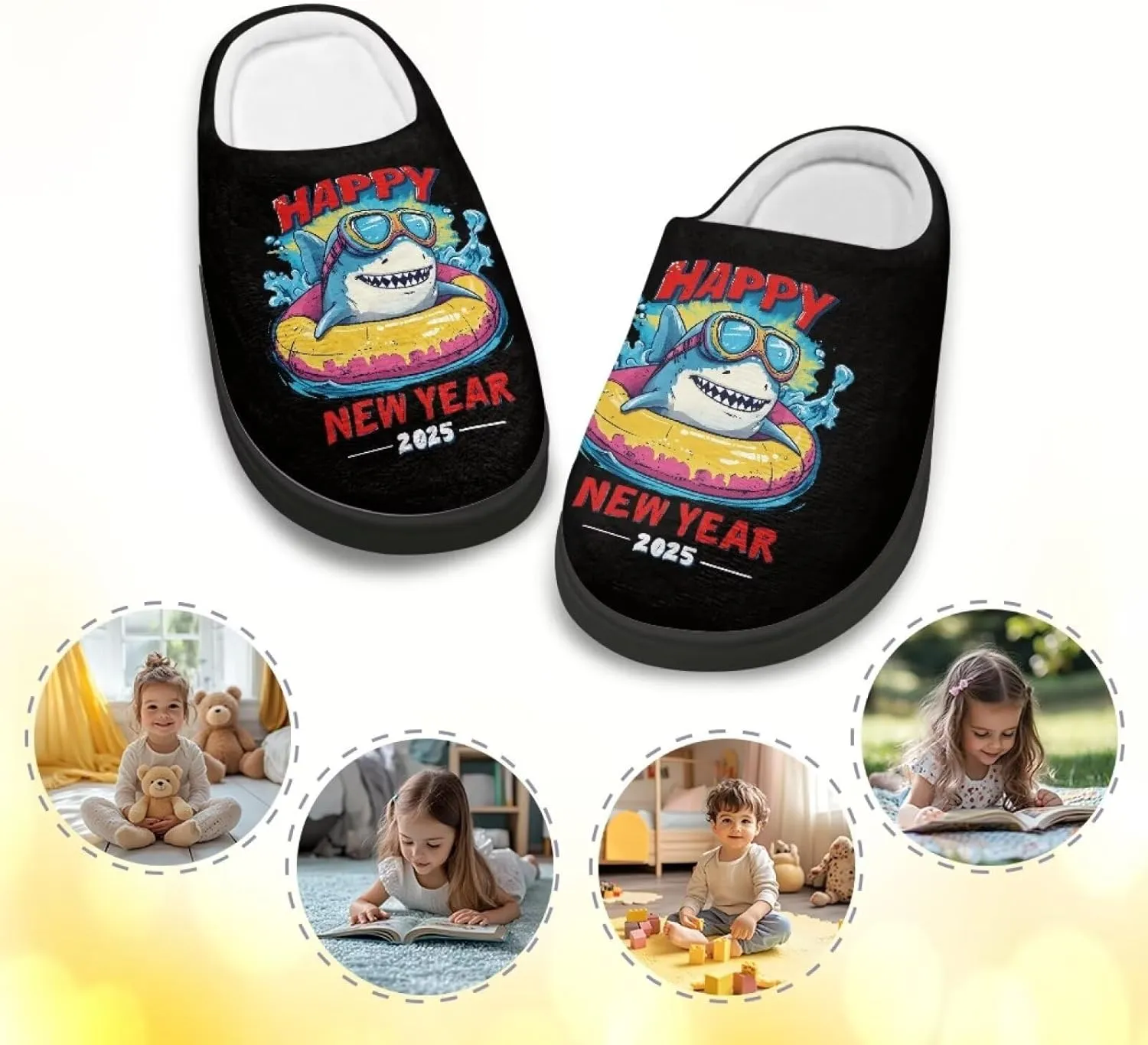 Kids Slippers for Boys, Warm Soft Fluffy Slippers for Winter, Slip On Scuff Slippers for Bedroom