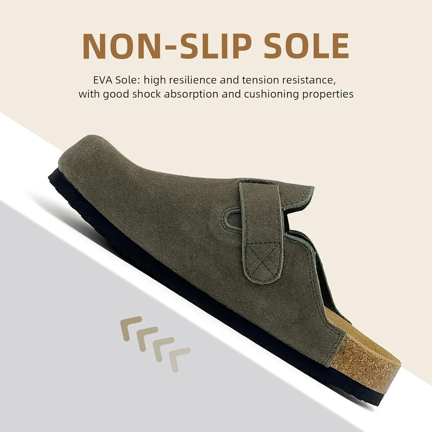 Kids Suede Clogs Boys Girls Sandals Leather Mules Cork Footbed Slippers with Arch Support Comfort Slip On Slippers Classic Adjustable