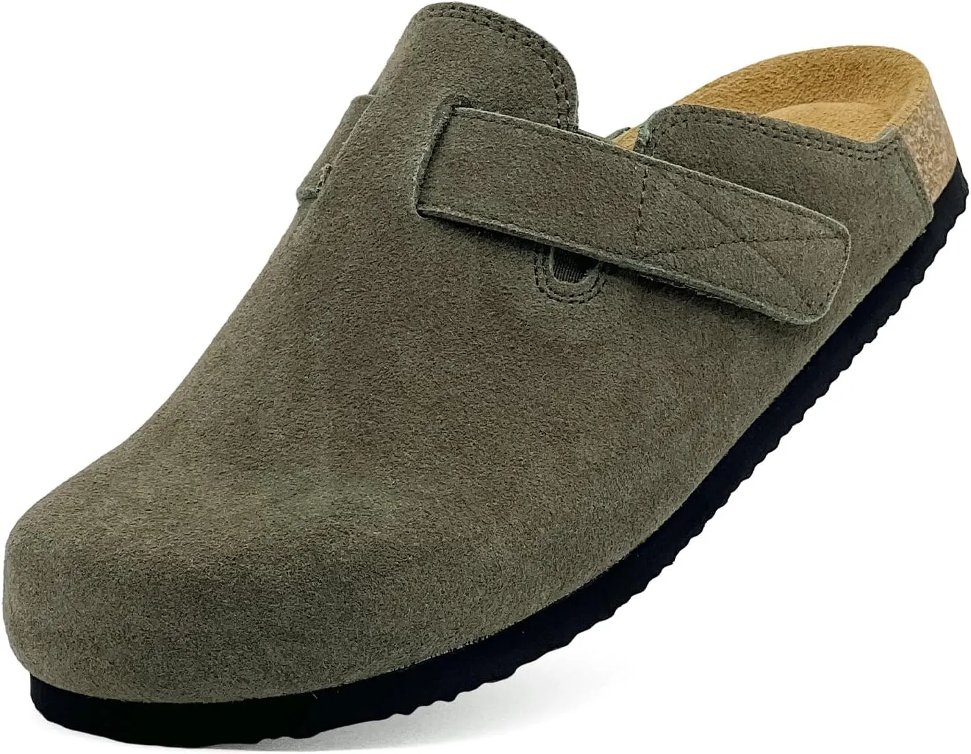 Kids Suede Clogs Boys Girls Sandals Leather Mules Cork Footbed Slippers with Arch Support Comfort Slip On Slippers Classic Adjustable
