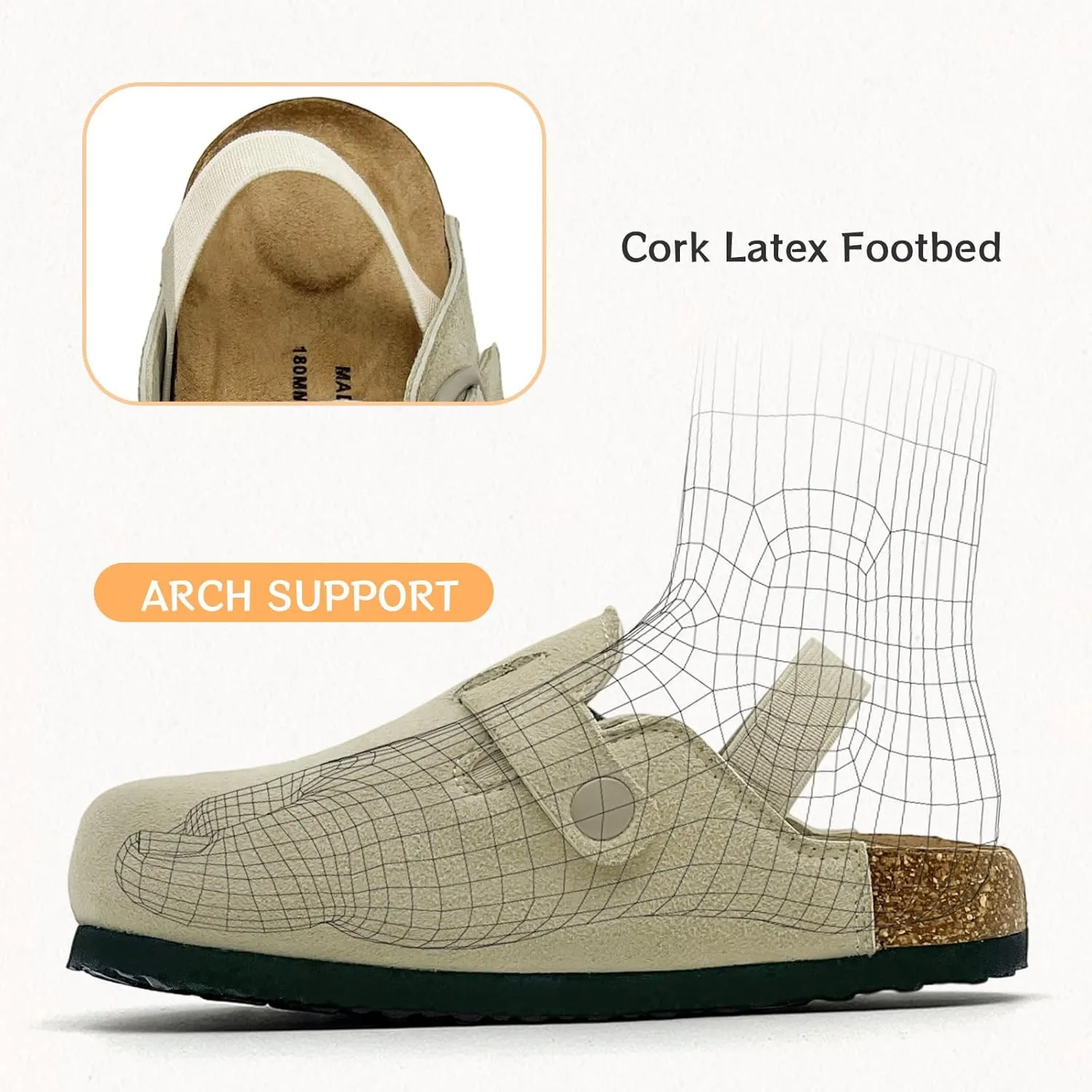 Kids Suede Clogs Toddler Clogs Boys Girls Sandals Cork Footbed Toddler Slip on Mules Indoor Outdoor Cute Sandals Classic Adjustable Buckle