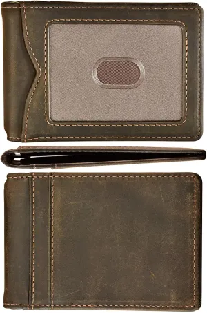 kinzd Slim Wallet with Money Clip RFID Blocking Minimalist Bifold Wallet for Men Genuine Leather Front Pocket Card Holder