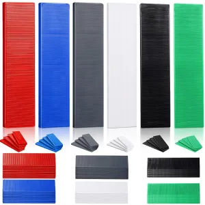 Konohan 240 Pcs Plastic Flat Shims Structural Tile Plastic Shims for Leveling, 3/64, 5/64, 1/8, 5/32, 13/64, 15/64, Green, Black, White, Grey, Blue, Red