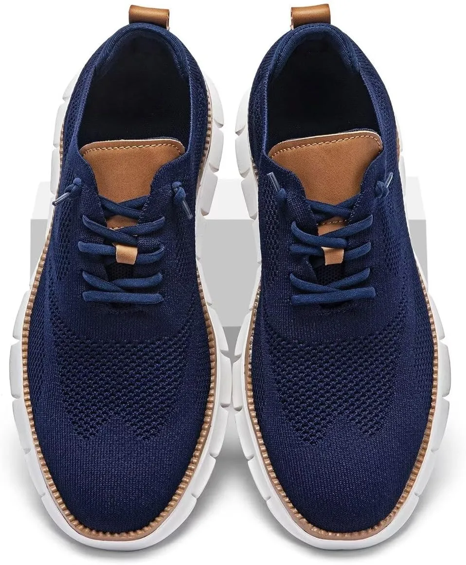 Kundork Men's Casual Dress Shoes Comfort Walking Shoes Mesh Knit Lightweight Breathable Sneakers