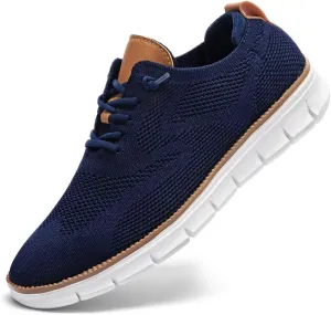 Kundork Men's Casual Dress Shoes Comfort Walking Shoes Mesh Knit Lightweight Breathable Sneakers