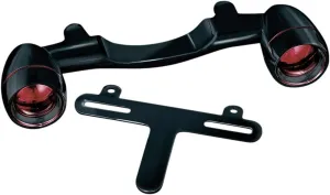 Kuryakyn 5405 Motorcycle Lighting: Rear Position Bullet Style Turn Signal/Blinker Light Bar with Red Lenses and Flat License Plate Support for 1986-2019 Harley-Davidson Motorcycles, Gloss Black