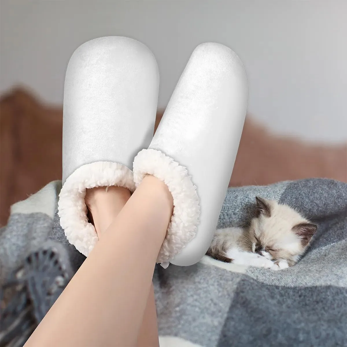 Landscape Prairie Streams White Clouds Women's Soft Slippers Fuzzy Slip On House Slippers for Winter Bedroom Outdoor with Fleece Lining