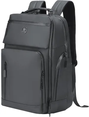 Large Capacity Water Resistant Laptop Backpack, 17 Inch Airplane Approved Durable Bag for College, Business Travel, Light Gray