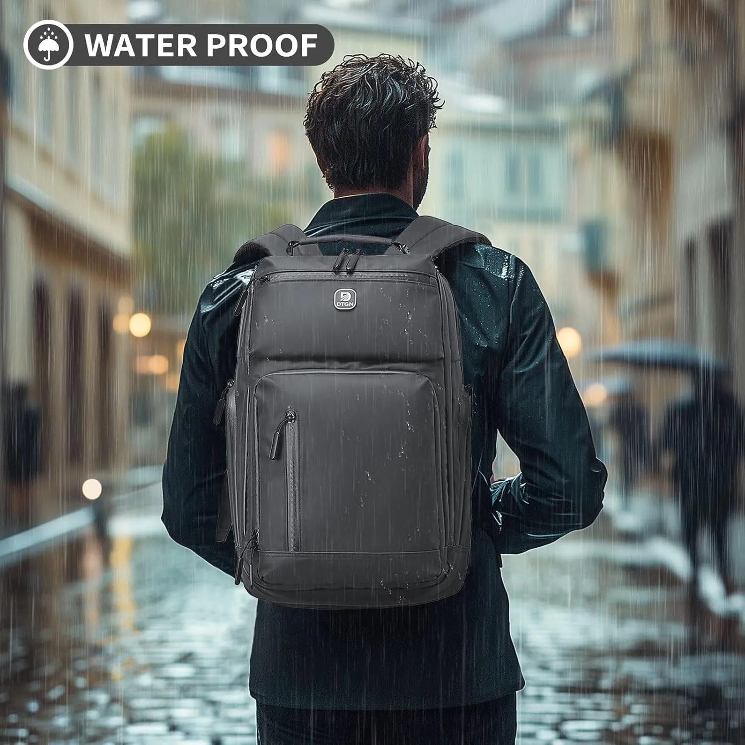 Large Capacity Water Resistant Laptop Backpack, 17 Inch Airplane Approved Durable Bag for College, Business Travel, Light Gray