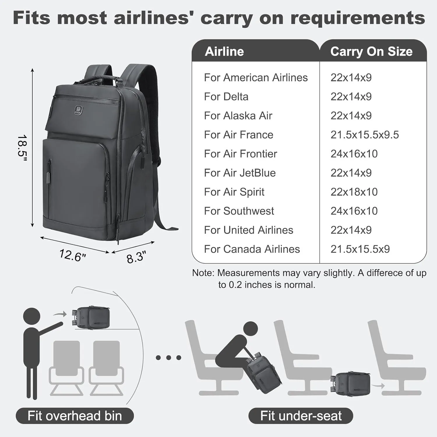 Large Capacity Water Resistant Laptop Backpack, 17 Inch Airplane Approved Durable Bag for College, Business Travel, Light Gray