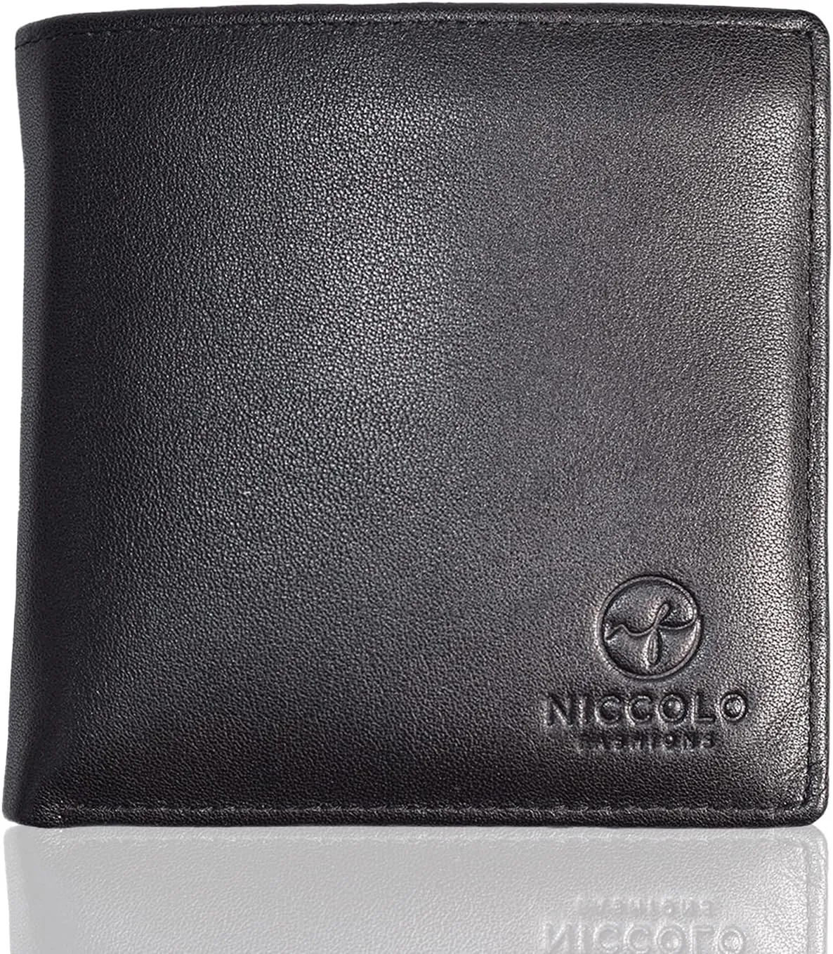 Large Wallet for Men with 10 slots for credit cards and IDs. Slim Design to fit in your pocket, Not Bulky. Minimalist Bifold Organizer. Made with Top-Grain Leather. 4x4 in.