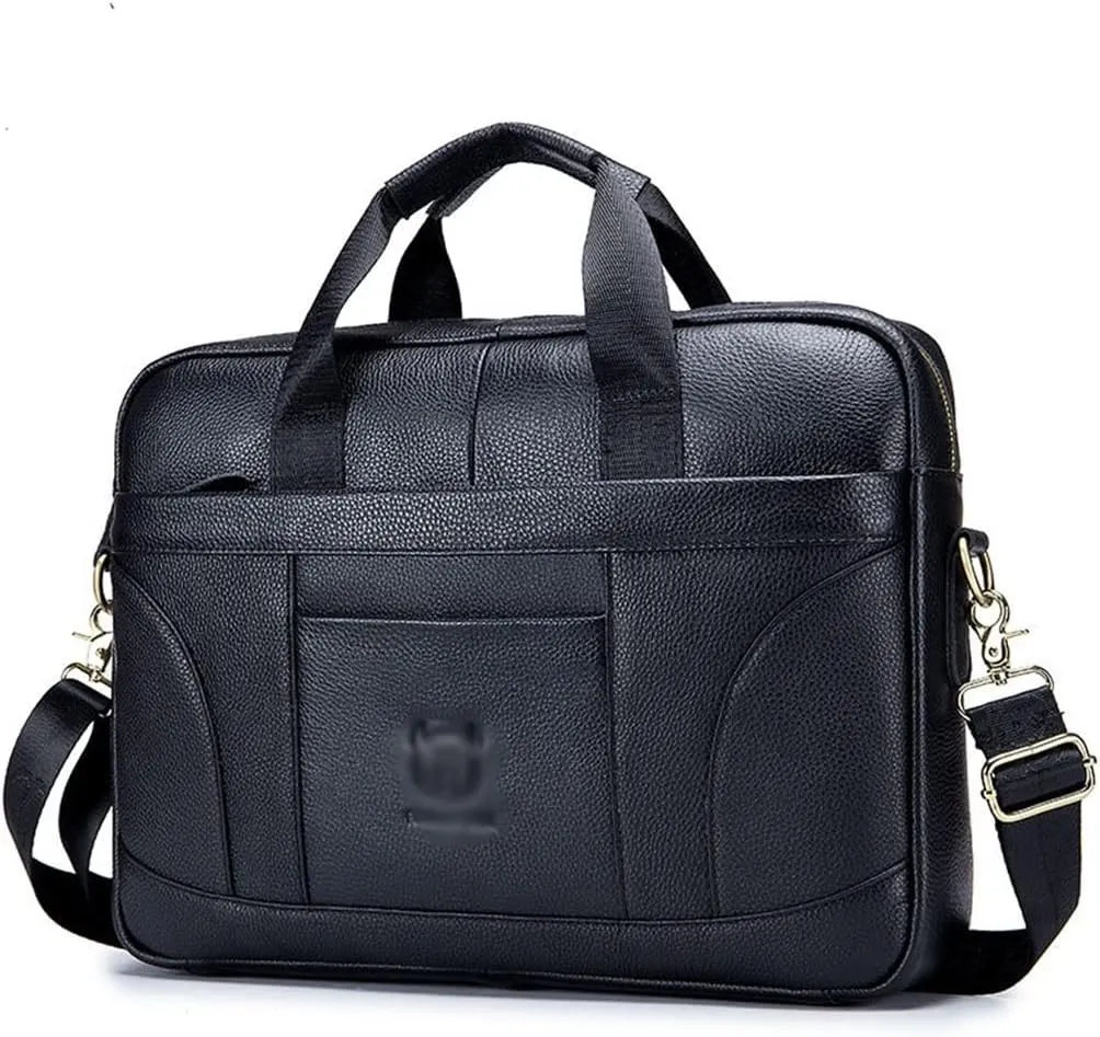 Layer Cowhide Leather Men's Handheld Briefcase Large Capacity Business Leisure Retro Leather Shoulder Cross Bag