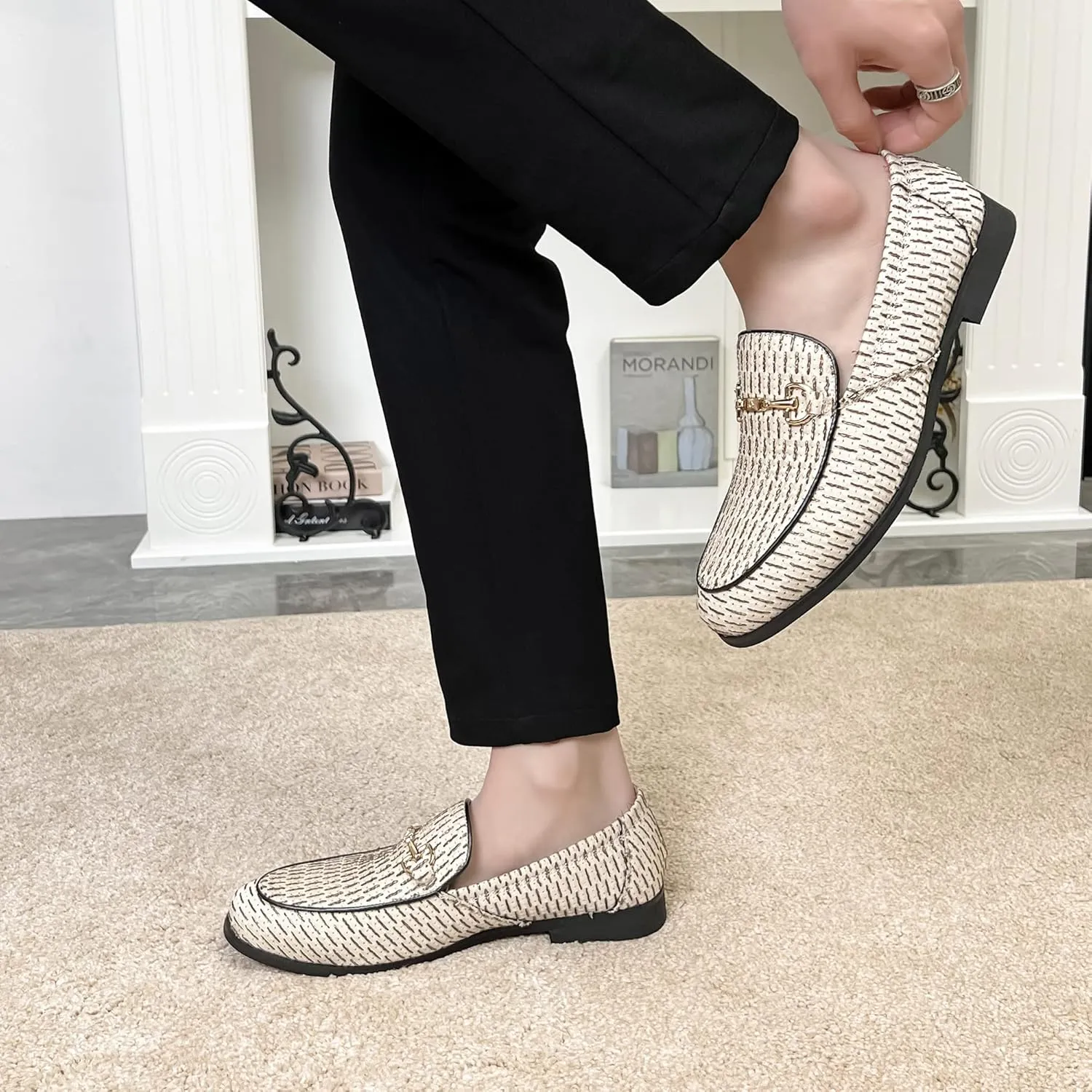 LCQL Men's Luxury Velvet Penny Loafer Shoes Noble Slip-on Suede Loafers Smoking Slippers Plus Size 7-13