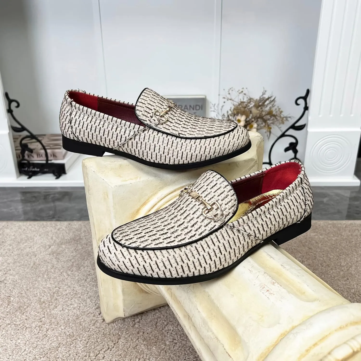 LCQL Men's Luxury Velvet Penny Loafer Shoes Noble Slip-on Suede Loafers Smoking Slippers Plus Size 7-13