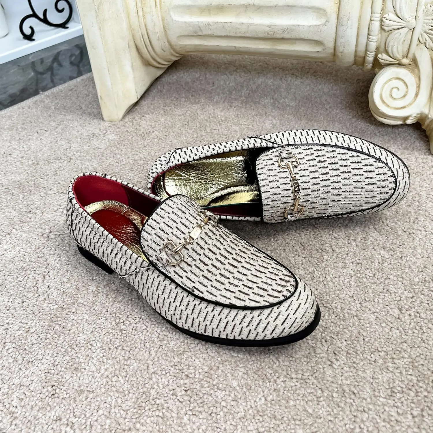 LCQL Men's Luxury Velvet Penny Loafer Shoes Noble Slip-on Suede Loafers Smoking Slippers Plus Size 7-13