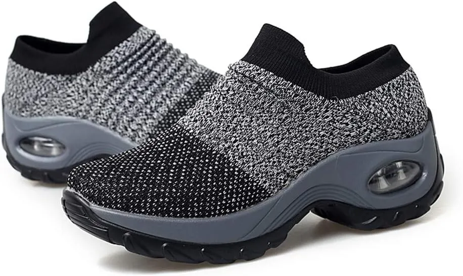 LEADER SHOW Women's Casual Walking Shoes Comfortable Loafers Slip-On Nursing Shoes Fashion Platform Sneakers