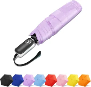 LEAGERA Compact Travel Umbrella for Purse - Flat Handle, Waterproof for Light Rain