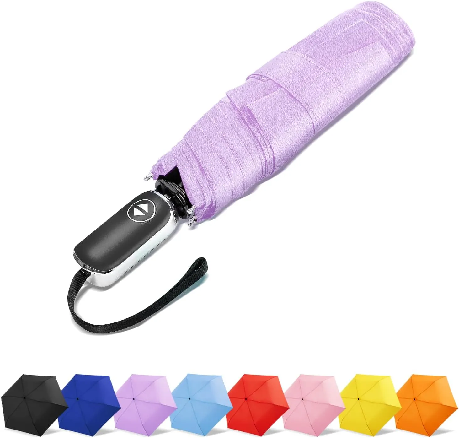 LEAGERA Compact Travel Umbrella for Purse - Flat Handle, Waterproof for Light Rain