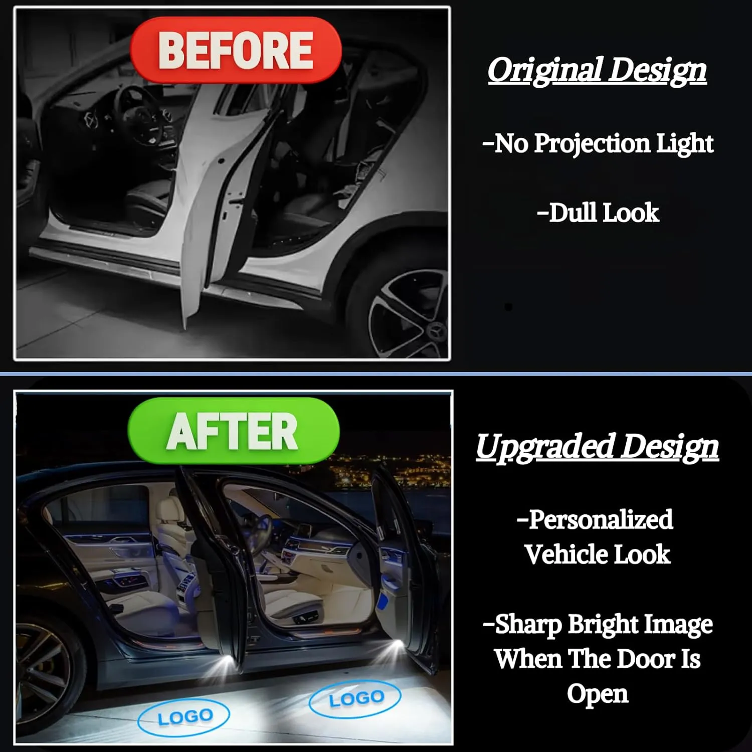 LED Car Door Light (White) Logo Projector Welcome Courtesy Light Compatible with LS ES is LX RX GS GX RC UX TX Accessories for Lexus