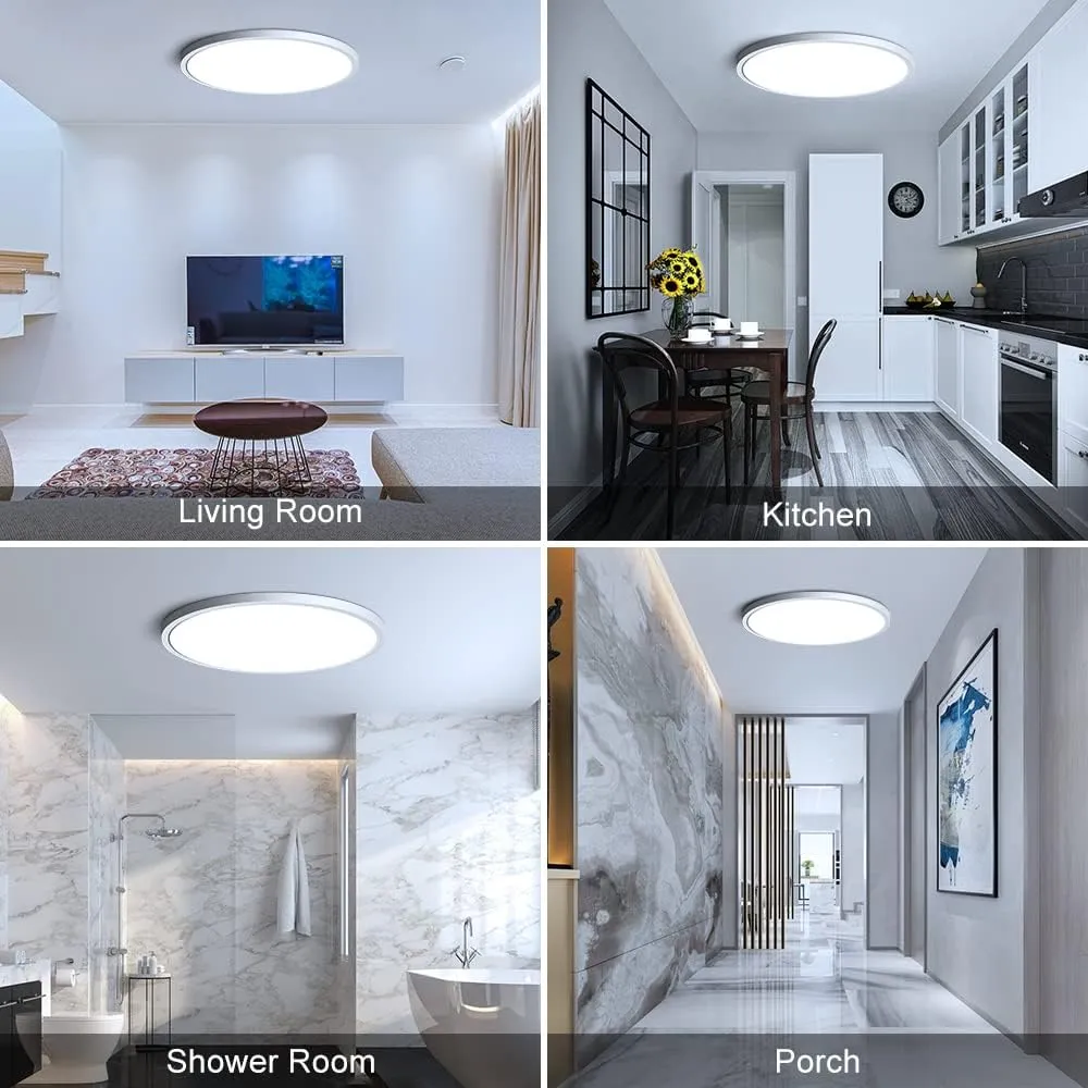 LED Ceiling Light Flush Mount, 12inch 24W 6000K Cold White Ceiling Light, 3200LM Bright Round Lighting Fixtures, Flat Slim Ceiling Lights for Bedroom Kitchen Living Room Stairwell