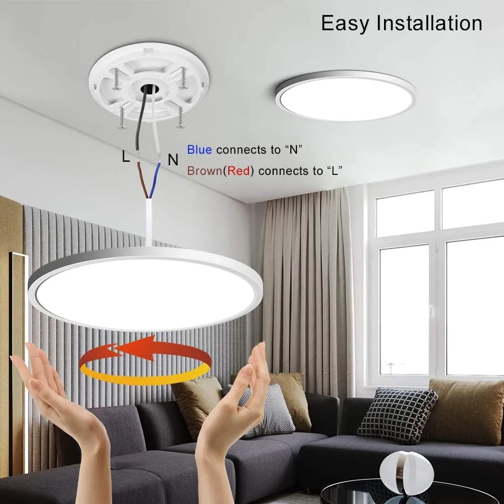 LED Ceiling Light Flush Mount, 12inch 24W 6000K Cold White Ceiling Light, 3200LM Bright Round Lighting Fixtures, Flat Slim Ceiling Lights for Bedroom Kitchen Living Room Stairwell