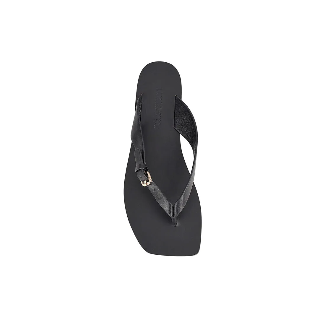 Lesley Flat Black Leather