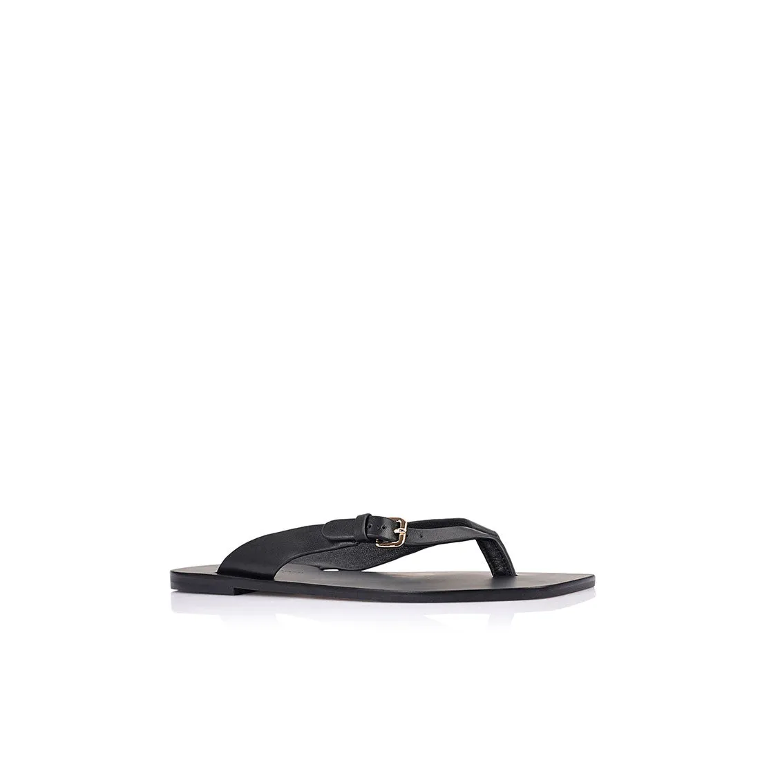 Lesley Flat Black Leather