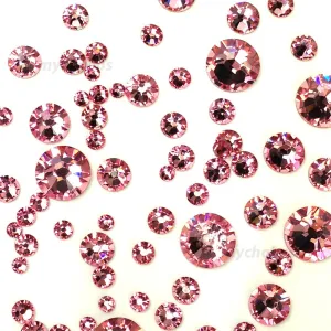 Light Rose (223) Pink 144 pcs Swarovski 2058/2088 Crystal Flatbacks Pink Rhinestones Nail Art Mixed with Sizes ss5, ss7, ss9, ss12, ss16, ss20, ss30 Made in Austria crystal-wholesale