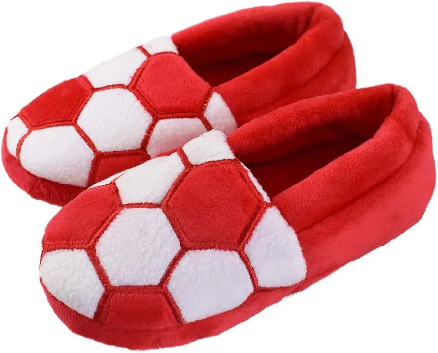 Little Kids Big Boys Warm Slippers with Soft Memory Foam Slip-on Indoor Football Slippers