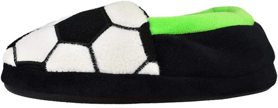 Little Kids Big Boys Warm Slippers with Soft Memory Foam Slip-on Indoor Football Slippers
