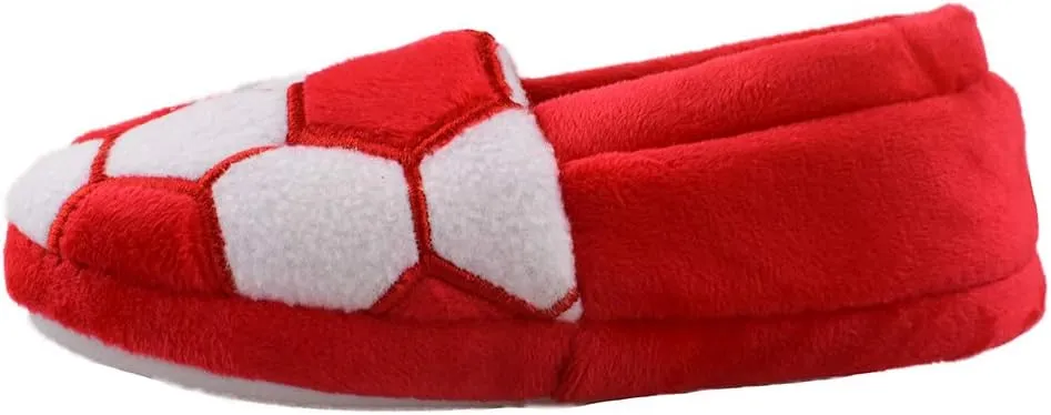 Little Kids Big Boys Warm Slippers with Soft Memory Foam Slip-on Indoor Football Slippers
