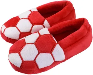 Little Kids Big Boys Warm Slippers with Soft Memory Foam Slip-on Indoor Football Slippers