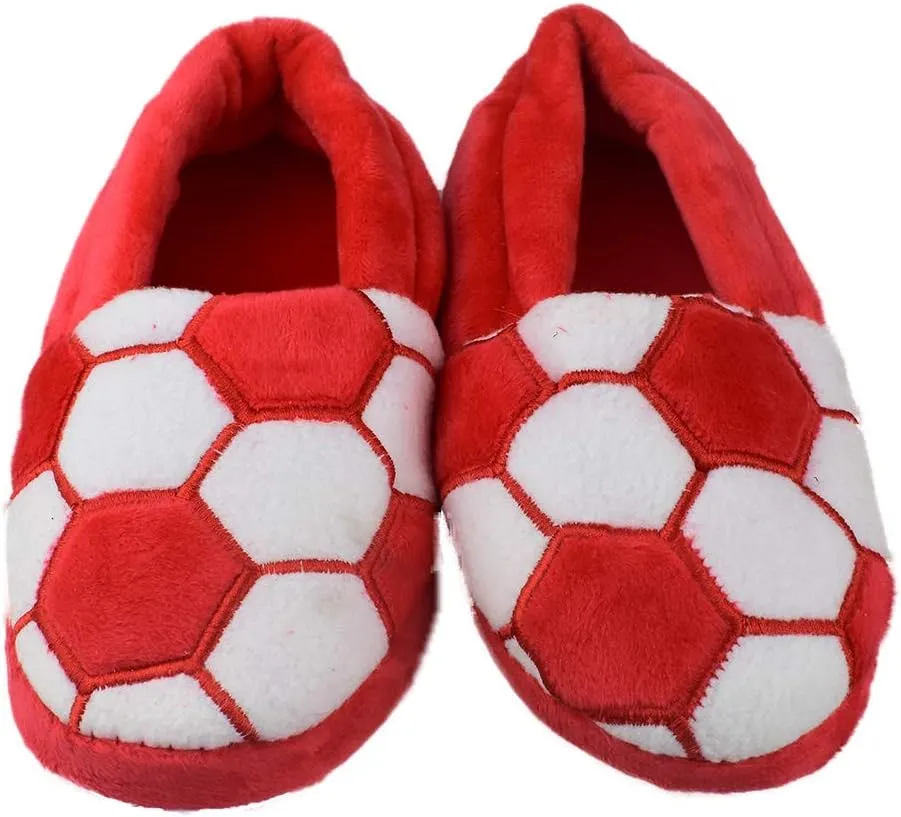 Little Kids Big Boys Warm Slippers with Soft Memory Foam Slip-on Indoor Football Slippers
