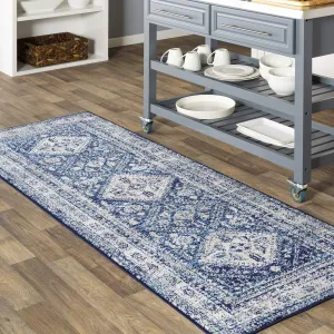 Livabliss Desta Vintage Oriental Runner Area Rug,2'7" x 7'3",Navy